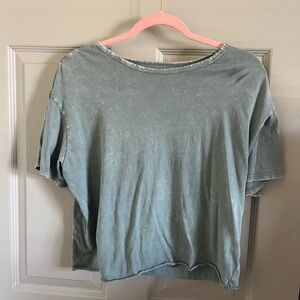 Washed Sage Boxy Tee - Women Tops